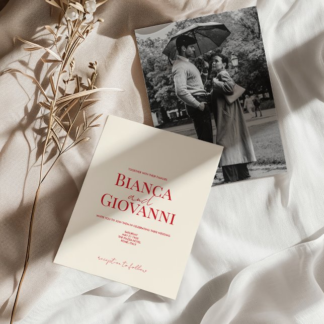 Minimalist Retro Red Typography Wedding Invitation (Creator Uploaded)