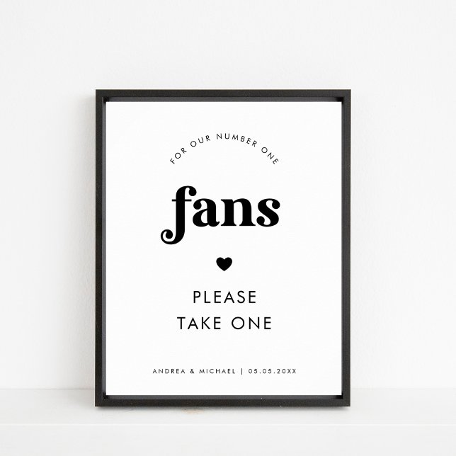 Minimalist Retro Script & Heart Fans Wedding Sign (Creator Uploaded)