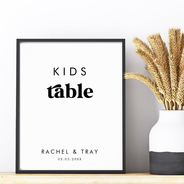 Minimalist Retro Script Kids Table Wedding Sign    (Creator Uploaded)