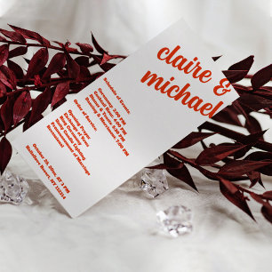 Minimalist Retro Simple Modern Wedding Program Programme