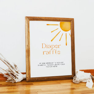Minimalist Retro Sun Diaper Raffle Poster