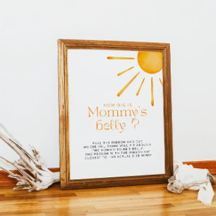 Minimalist Retro Sun How Big Is Mummy's Belly Poster