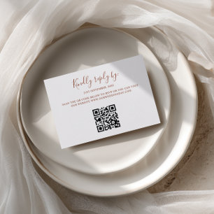 Minimalist Retro Terracotta Arch QR Code RSVP Card