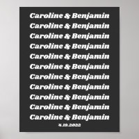 Minimalist Retro Text Black White Couple Names