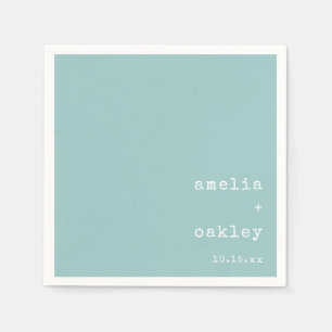 Minimalist Retro Typewriter Aqua Custom Wedding Napkin