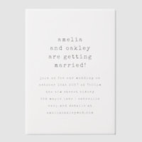 Minimalist Retro Typewriter Black White Wedding