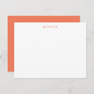 Minimalist Retro Typewriter Custom Name Orange Card