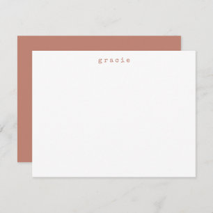 Minimalist Retro Typewriter Custom Name Terracotta Card