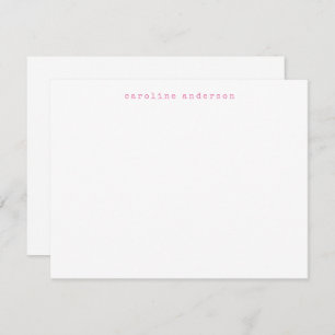 Minimalist Retro Typewriter Font Personalised Pink Card