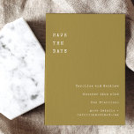 Minimalist Retro Typewriter Font Wedding Ochre Save The Date<br><div class="desc">Minimalist Retro Typewriter Typography Wedding Save the Date in Gold Ochre</div>