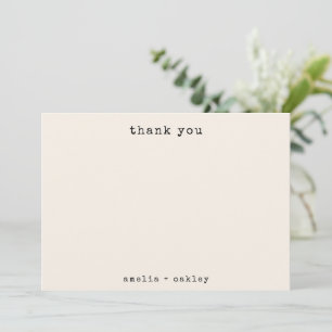 Minimalist Retro Typewriter Ivory Custom Wedding Thank You Card