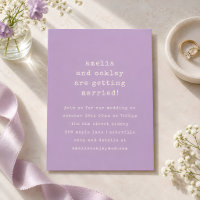 Minimalist Retro Typewriter Lavender Wedding