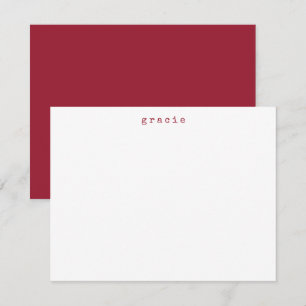 Minimalist Retro Typewriter Personalised Name Red Card