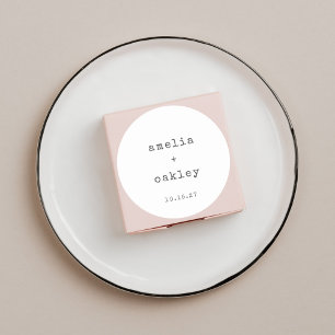 Minimalist Retro Typewriter White Custom Wedding  Classic Round Sticker