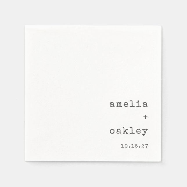Minimalist Retro Typewriter White Custom Wedding  Napkin (Front)