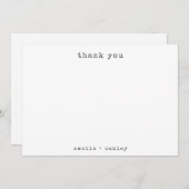 Minimalist Retro Typewriter White Custom Wedding Thank You Card (Front/Back)