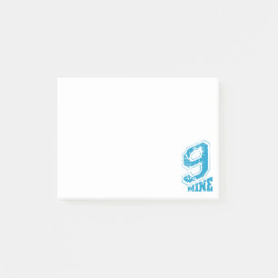 Minimalist Retro Typography Blue Number Nine Post-it Notes
