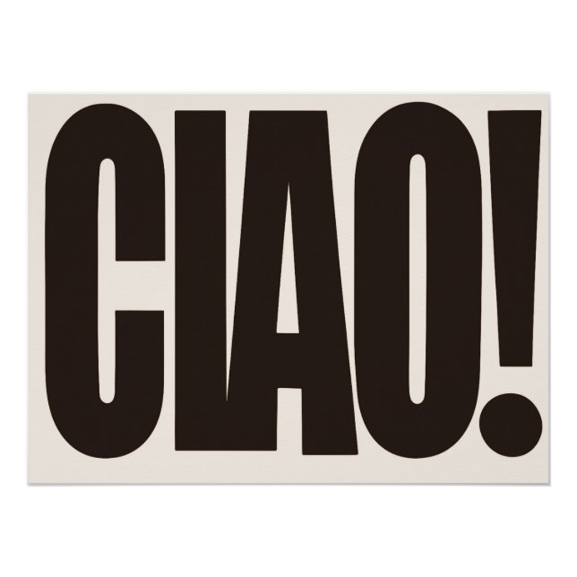 Minimalist Retro Typography Wall Art Poster -CIAO! (Front)