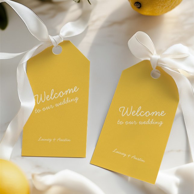 Minimalist Retro Yellow Wedding Gift Tag (Minimalist Retro Yellow Wedding Gift Tag)