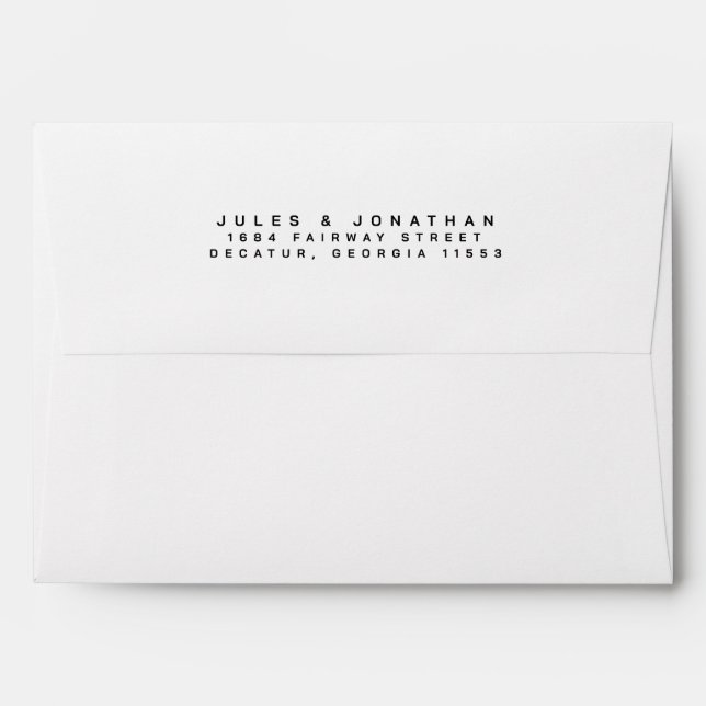 Minimalist Return Address Simple Typography Envelope (Back (Top Flap))