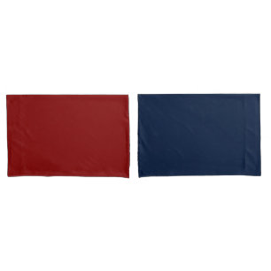 Minimalist Reversible Red Navy Blue Double Sided  Pillowcase