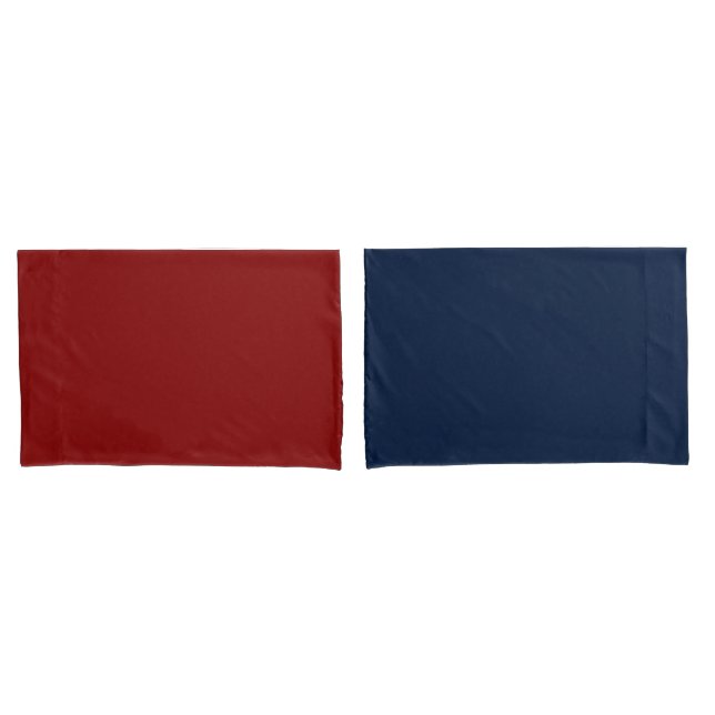 Minimalist Reversible Red Navy Blue Double Sided  Pillowcase (Front-Set)