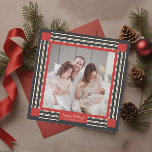 Minimalist Ribbon Border Happy Holidays Card