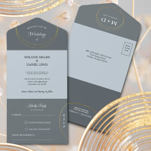 Minimalist Rings Wedding All In One Invitation