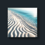 Minimalist Rippled White Sand Beach with Crystal  Canvas Print<br><div class="desc">A high-angle,  minimalist digital artwork showcasing elegant,  deep ripples in pure white sand meeting translucent turquoise ocean water. The scene captures the mesmerizing patterns of the shoreline with soft sunlight reflecting off the calm sea surface. Perfect for modern minimalist homes,  luxury spa decor,  or sophisticated coastal-themed interiors.</div>