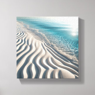 Minimalist Rippled White Sand Beach with Crystal  Canvas Print