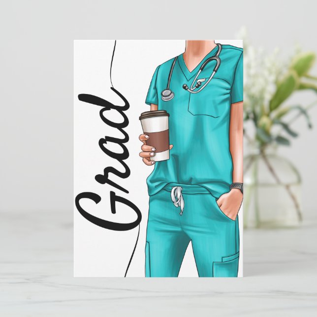 Minimalist RN graduation invitation (Standing Front)