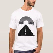 Minimalist Road to the Moon Black White T-Shirt