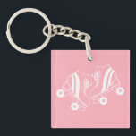 Minimalist Roller Skates Derby Skating Pink   Key Ring<br><div class="desc">Minimalist White Roller Skates Drawing. Two quads roller skate illustration in white. Simple aesthetic roller skating,  roller skates modern illustration. White and pink roller skates illustration design,  gift for a roller skater. Roller skates,  quads skates pink aesthetic.</div>