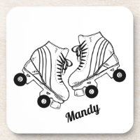 Minimalist Roller Skates Drawing Custom Name  