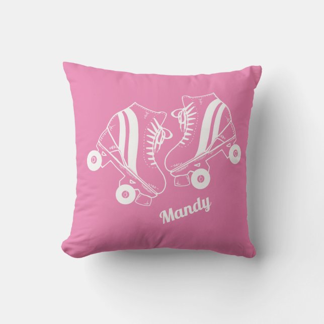 Minimalist Roller Skates Roller Skating Pink Cushion (Front)