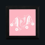 Minimalist Roller Skates Roller Skating Pink   Gift Box<br><div class="desc">Minimalist White Roller Skates Drawing. Two quads roller skate illustration in white. Simple aesthetic roller skating,  roller skates modern illustration. White and pink roller skates illustration design,  gift for a roller skater. Roller skates pink aesthetic.</div>