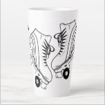 Minimalist Roller Skating Drawing Custom Name  Latte Mug<br><div class="desc">Minimalist Black And White Roller Skating Drawing. Two quads roller skate illustration in black and white. Simple aesthetic roller skating,  roller skates black and white modern illustration.</div>