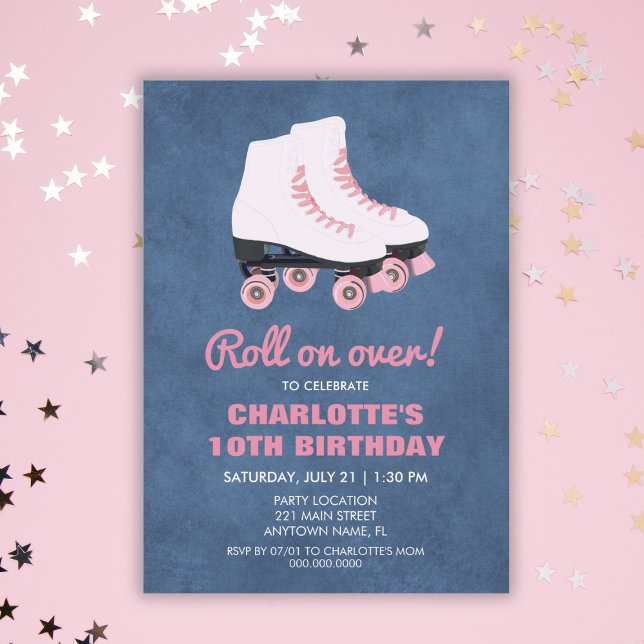 Minimalist Roller Skating Girl Birthday Party Invitation (Minimalist Roller Skating Girl Birthday Party Invitation
)