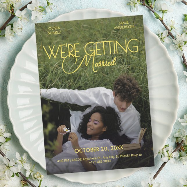 Minimalist romance movie poster photo wedding  invitation (Creator Uploaded)