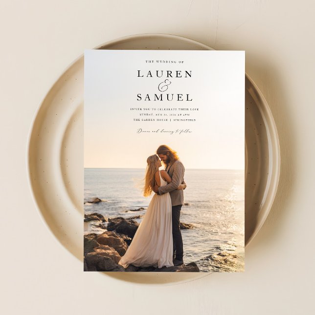 Minimalist Romantic Beach Photo Wedding Invitation (Creator Uploaded)