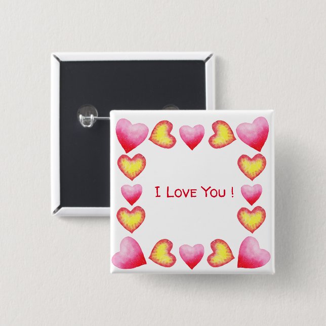 Minimalist  Romantic I Love You  Valentine's Day   15 Cm Square Badge (Front & Back)