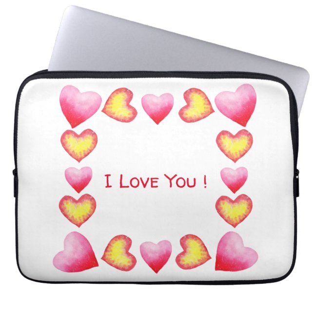 Minimalist  Romantic I Love You  Valentine's Day   Laptop Sleeve (Front)