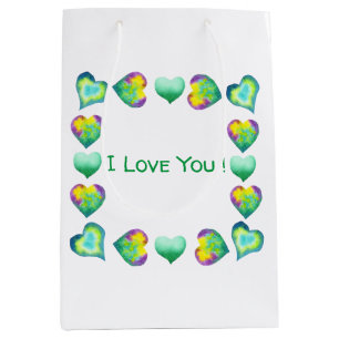 Minimalist  Romantic I Love You Valentine's Day    Medium Gift Bag