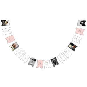 Minimalist Romantic Line Art Flowers Photo Booth Bunting
