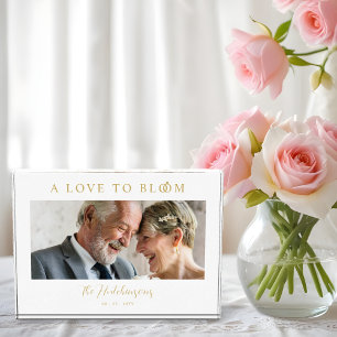 Minimalist Romantic Wedding Anniversary in Gold Photo Block