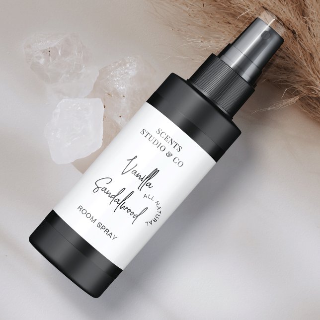 Minimalist Room or Linen Spray Bottle Wrapper (Stylish fully editable bottle label design, great for any type of product.)