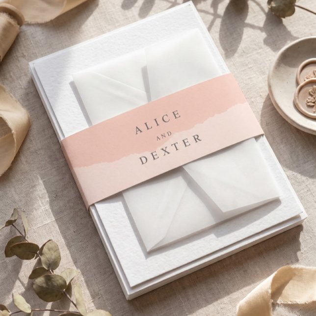 Minimalist Rose Blush Wedding Invitation Belly Band (Creator Uploaded)