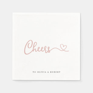 Minimalist Rose Cheers Wedding Shower Napkin