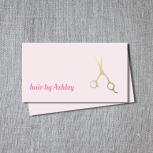 Minimalist Rose Faux Gold Scissors Hair Stylist Business Card