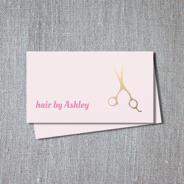 Minimalist Rose Faux Gold Scissors Hair Stylist Business Card (Creator Uploaded)